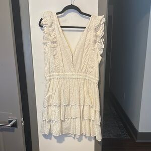 Anthropologie Cream Ruffled Dress